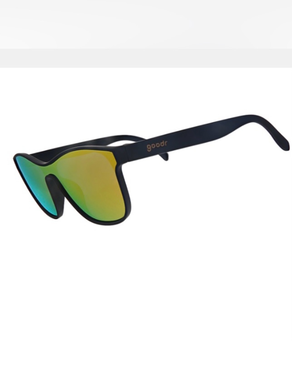goodr VRG Mirrored Shield Sunglasses Black frame From Zero To Blitzed unisex New